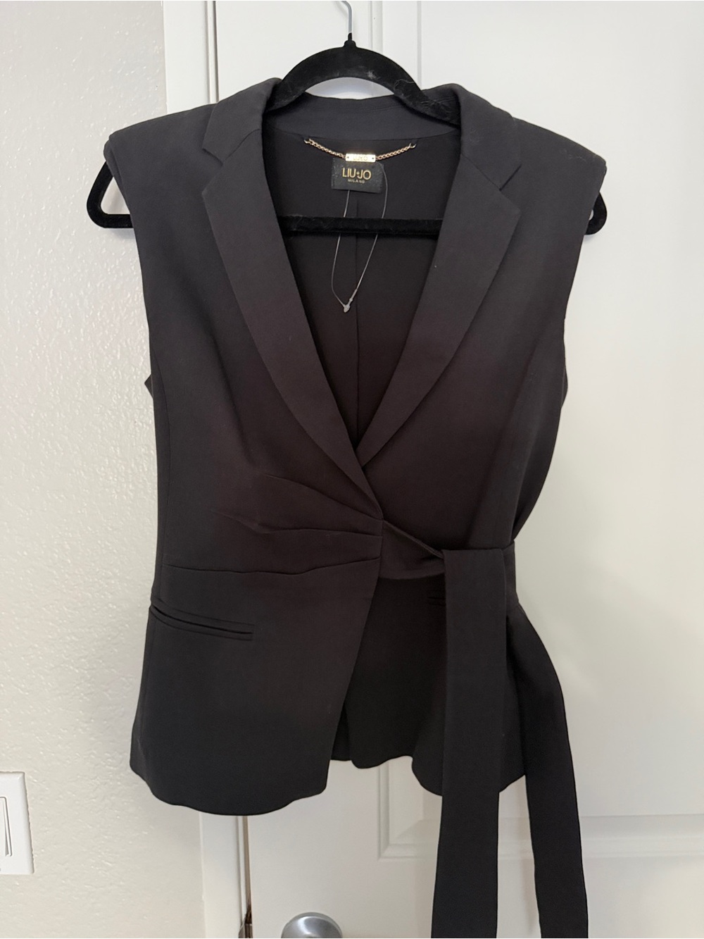Liu Jo Black Sleeveless Wrap Vest with Tie